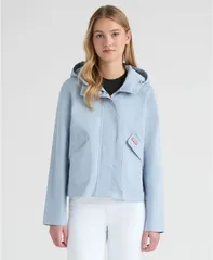ハンター レディース アウター ジャケット・ブルゾン コットン Hunter Womens Julia Cotton Waterepellent Short Rain Jacket Washed Blのサムネイル