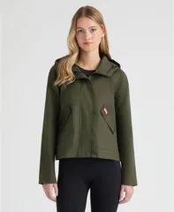 ハンター レディース アウター ジャケット・ブルゾン コットン Hunter Womens Julia Cotton Waterepellent Short Rain Jacket Hunter Grのサムネイル