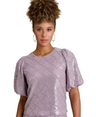 ミューズ レディース トップス シャツ クルーネック 半袖 Muse Womens Crew Neck Bubble ShortSleeve Top Mauveのサムネイル