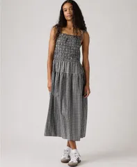 リーバイス レディース トップス ワンピース Levis Premium Womens Monaco Square Neck Sundresspringtime Dobby Gingham Blackのサムネイル