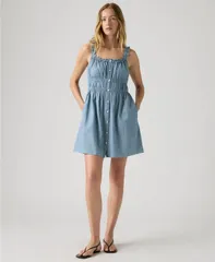 リーバイス レディース トップス ワンピース ミニ コットン Levis Womens Vera Waisted Square Neck Cotton Mini Dress Breezy Bluesのサムネイル