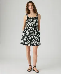 リーバイス レディース トップス ワンピース ミニ コットン Levis Womens Vera Waisted Square Neck Cotton Mini Dress Jonna Floralのサムネイル