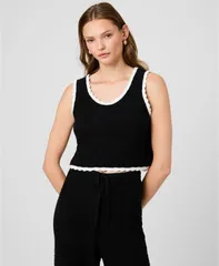 フレンチコネクション レディース トップス シャツ ノースリーブ コットン French Connection Womensleevelesscoop Neck Cotton Top Black ブラのサムネイル