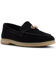 アルド レディース シューズ スリッポン・ローファー ALDO Womens Crerasso Round Toe Loafers Black Suede ブラックのサムネイル
