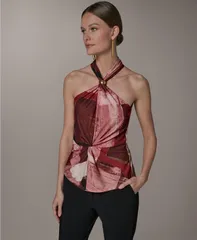 ダナ キャラン ニューヨーク レディース トップス シャツ プリント ホルター Donna Karanew York Womens Geometric Printed Halter Neck Topのサムネイル