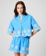 フレンチコネクション レディース トップス シャツ 刺繍 French Connection Womens Alissa Embroide red Topoolside Bluewhite ホワイトのサムネイル