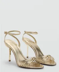 マンゴ レディース シューズ サンダル ヒール MANGO Womenstraps Heeled Sandals Gold ゴールドのサムネイル