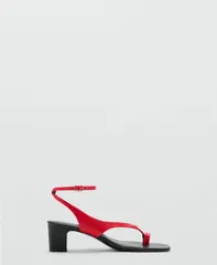 マンゴ レディース シューズ サンダル レザー ヒール MANGO Womenstraps Heeled Leather Sandals Red レッドのサムネイル