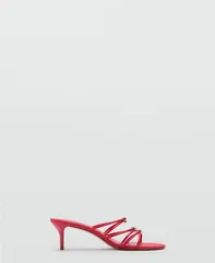 マンゴ レディース シューズ サンダル サテン ヒール MANGO Womensatin Straps Heeled Sandals Red レッドのサムネイル