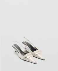 マンゴ レディース シューズ パンプス ヒール MANGO Womens KittenHeel Pointed Shoes Ecru エクリュのサムネイル