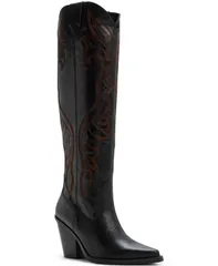 アルド レディース シューズ ブーツ・レインブーツ ヒール ALDO Womens Revolve Western Block Heel KneeHigh Boots Black Smooth Comのサムネイル