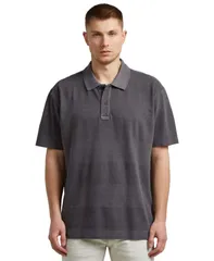 ジースター メンズ トップス ポロシャツ GStaraw Mens Washed Jacquard RelaxedFit Polo Shirt Petrolのサムネイル