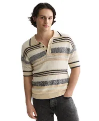 スコッチアンドソーダ メンズ トップス ポロシャツ 半袖 ニット SCOTCH SODA Menstriped ShortSleeve Knit Polo Eggnog Blue Stripe ブルーのサムネイル