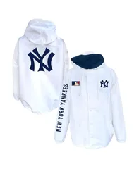 ミッチェルネス メンズ アウター ジャケット・ブルゾン フーデッドジャケットール Mitchell Ness Mens White New York Yankees Big Tall FullSnapのサムネイル