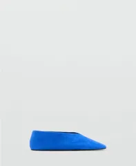 マンゴ レディース シューズ パンプスエード レザー MANGO Womensuede Leather Ballet Flats Blue ブルーのサムネイル