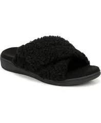 バイオニック レディース シューズ サンダル Vionic Womens Relax II Open Toe Slippers Black shearling ブラックのサムネイル
