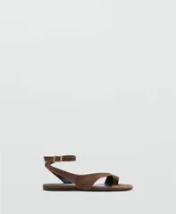 マンゴ レディース シューズ サンダル レザー MANGO Womens Leather Strapsandals Brown ブラウンのサムネイル