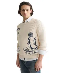 スコッチアンドソーダ メンズ アウター パーカー・スウェット セーター 刺繍 SCOTCH SODA Mens Embroide red Pullover Sweater Eggnogのサムネイル