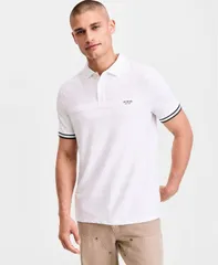 ゲス メンズ トップス ポロシャツ GUESS Mens Jacquardetailed Polo Shirt PURE WHITE ホワイトのサムネイル