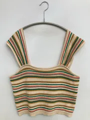 Heather ヘザー キャミソール F ベージュ ボーダー柄 カップなし レディースのサムネイル