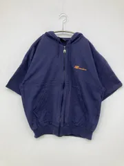 New Balance ニューバランス パーカー M ネイビー コットン スウェット 無地 ブランドロゴ ジップアップ 半袖 メンズのサムネイル