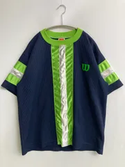 Wilson ウィルソン Tシャツ/カットソー ネイビー 無地 ワンポイント ブランドロゴ ライン柄 ミドル丈 半袖 クルーネック(丸首) メンズ レディースのサムネイル