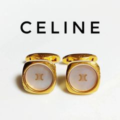 【美品】CELINE カフス カフリンクス タイピン トリオンフ マカダム 金色 美品】CELINE セリーヌ カフスボタン カフリンクス トリオンフ