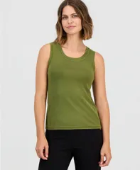 アンクライン レディース トップス タンクトップ Anne Klein Womenscoop Neck Tank Top Bay Leafのサムネイル