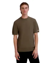 カール ラガーフェルド メンズ アウター ニット・セーター 半袖 KARLAGERFELD PARIS Mensolid ShortSleeve ClassicFit Sweater Olive オリのサムネイル