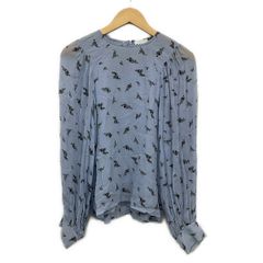 GANNI(ガニー) 長袖カットソー サイズ36 S レディース - ライトブルー×黒 クルーネック/花柄