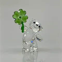 SWAROVSKI(スワロフスキー) 小物美品  - クリア×イエローグリーン×黒 置物/クマ/フラワー(花)のサムネイル