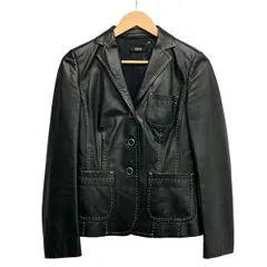 HUGOBOSS(ヒューゴボス) ジャケット レディース美品  - 黒 長袖/レザー/ステッチ/春/秋のサムネイル
