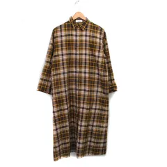 ブティックニコル boutique NICOLE シャツ ワンピース ロング 長袖 コットン チェック 38 ブラウン 茶 /KT18のサムネイル
