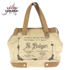 BVLGARI ブルガリ コレッツィオーネ  ベージュ ブラウン ゴールド金具 PVC/レザー 29902 トートバッグ ハンドバッグ レディース 602584【中古】のサムネイル