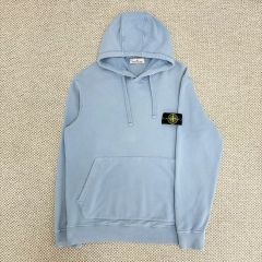 STONE ISLAND ロゴパッチ フルジップ パーカー フーディ ブルー M