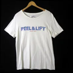 ピール&リフト PEEL & LIFT Tシャツ ダメージ加工 ロゴ プリント コットン クルーネック 半袖 L 白 ホワイト 日本製のサムネイル