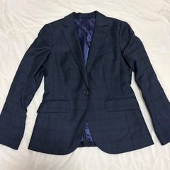 美品◇セオリー◇ネイビーブルーシングルジャケット◇チェック柄 