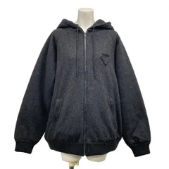 PRADA(プラダ) ブルゾン サイズXS レディース - ダークグレー 長袖/フード付き/中綿/秋/冬 ウール、カシミヤのサムネイル