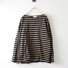 リネン RINEN ボーダーボートネックカットソー 1＼ネイビー ベージュ Tシャツ プルオーバー 長袖【2400015039619】のサムネイル