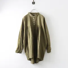 サンバレー SUN VALLEY コットンローン製品染めワイドチュニック M カーキ／トップス ギャザー フレンチスリーブ【2400015041995】のサムネイル