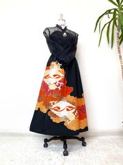 蝶々 刺繍 ワンショルダーストール 着物リメイク フリーサイズ 赤
