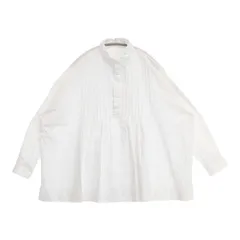 Toujours ピンタック コットン ハーフボタン プルオーバー 長袖シャツ ホワイト レディース トゥジュー【中古】6-0618M∞のサムネイル