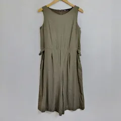 Plage プラージュ オールインワン リネン レーヨン ノースリーブ ウエスト サイドベルト タック パンツ ワイド 日本製 オリーブ グリーン 38 F832のサムネイル