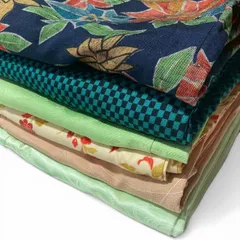 着物 リメイク素材 6枚セット 和柄 花柄 市松模様 ハンドメイド 古布 生地のサムネイル