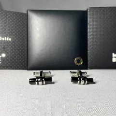 美品 希少 MONTBLANC モンブラン ブラックオニキス&シルバーメタリック バー型 カフス カフリンクス ボタン メンズアクセサリー 付属有のサムネイル