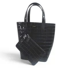 マックスマーラ MAX MARA トートバッグ ハンドバッグ ポーチ ブラック 黒系 クロコダイル型押し レザーのサムネイル