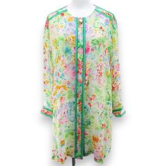 LEONARD レオナール　絹100% 大花柄　チェーン柄 シルクブラウス　M 美品△LEONARD レオナール シルク100％ 花柄ブラウス フレア 日本製