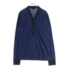 Alexander McQueen (アレキサンダーマックイーン) コットン Vネック ハーフボタン 長袖シャツ ネイビー 205156 QS581 1113のサムネイル