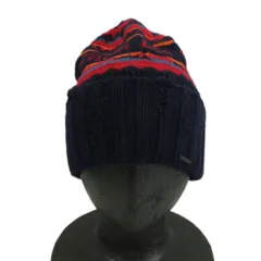 ディーゼル DIESEL 帽子 ニット帽 ニットキャップ ウール ノルディック柄 ダメージ加工 紺 ネイビー 赤 レッド /XZ ■GY18のサムネイル
