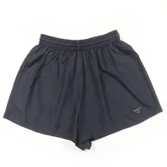 極美品☆PRADA プラダ 2021年製 P218G シルク100％ トライアングルロゴプレート ショートパンツ ブラック 38 伊製 正規品 レディースのサムネイル